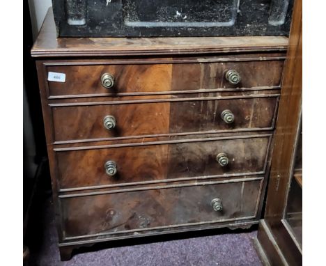 A George III mahogany commode chest, four blind drawer, brass turned handles, 70cm high, 67cm wide, c.1800 