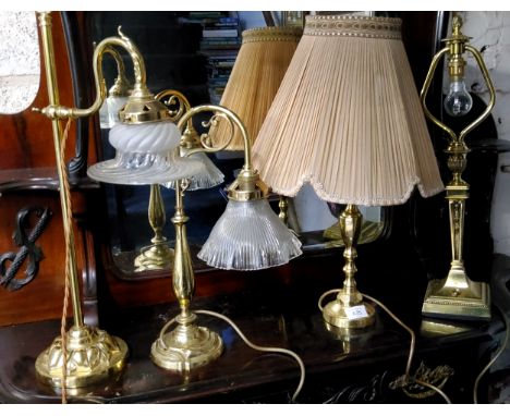 Lighting - A 20th century brass adjstable side light;&nbsp; other table lamps (4) 