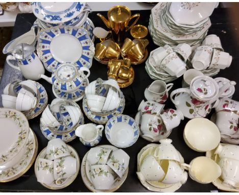 Tea Ware - Tuscan tea service, for twelve;&nbsp; &nbsp;Grafton Polka dot tea service;&nbsp; Royal Doulton Clairmont pattern t