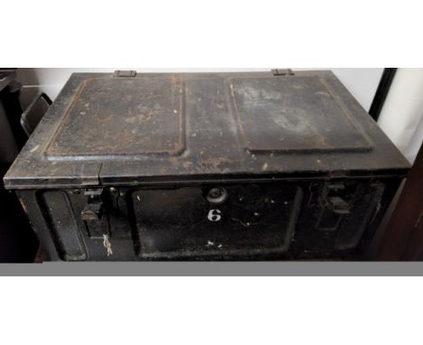 A World War II ammunition trunk,&nbsp; handles to sides, 65cm wide, c.1940 