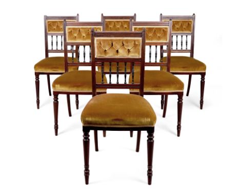 A set of six Victorian mahogany dining chairs, by Thomas Edwards and Sons, third quarter 19th century, the spindle and button