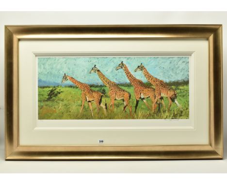 ROLF HARRIS (AUSTRALIAN 1930-2023) 'FOUR GIRAFFES' a limited edition print on paper, 74/195 without a certificate, approximat