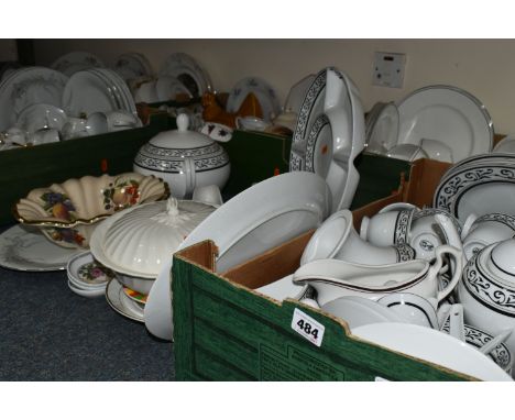 SEVEN BOXES AND LOOSE KITCHENWARE, including Dorchester fine bone china floral tea cups and saucers with milk jug and sugar b