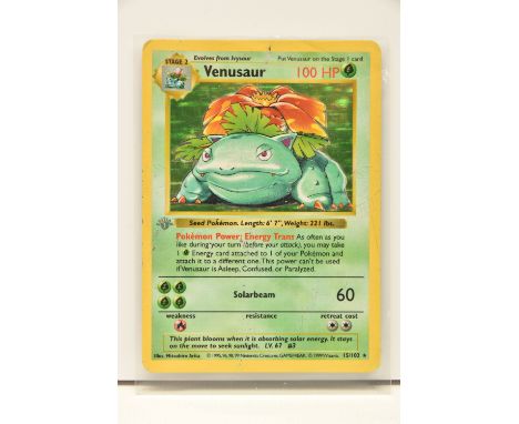 POKEMON BASE SET VENUSAUR 15/102 FIRST EDITION, card is moderately played
