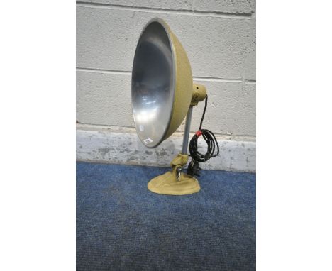 POSSIBLY ERGON, A 1950'S CREAM PAINTED INDUSTRIAL HEAT LAMP, with adjustable angle, approximate height 49cm (condition report