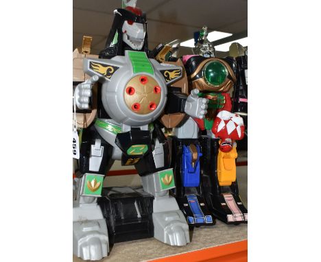 TWO UNBOXED BATTERY OPERATED POWER RANGERS TOYS, 1990's Empire Thunder Megaworld and modern Mattel Dragonzord, not tested but