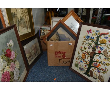 A BOX AND LOOSE OF 19TH AND 20TH CENTURY PAINTINGS AND PRINTS, ETC  INCLUDING ABU BAKAR IBRAHIM (MALAYSIAN 1925-1977), paddy 