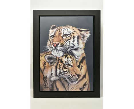 HAYLEY GOODHEAD (BRITISH CONTEMPORARY) 'YOUNG, SWEET LOVE',  a signed limited edition print on canvas depicting a pair of Tig