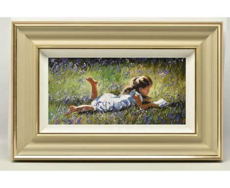 SHERREE VALENTINE DAINES (BRITISH 1959) 'POETRY IN THE MEADOW', a signed limited edition print on board, depicting a young gi