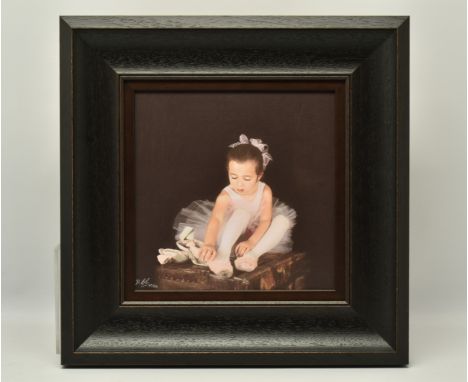 DARREN BAKER (BRITISH 1976) 'BALLET SHOES II', a signed limited edition print on board, depicting a young girl in a ballet co