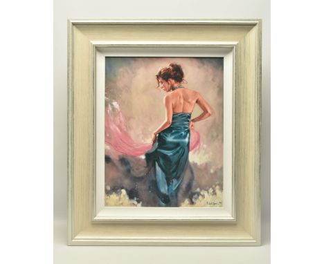 MARK SPAIN (BRITISH CONTEMPORARY) 'POETRY IN MOTION', a signed limited edition print depicting a female figure wearing an eve