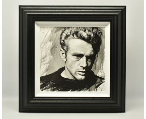 JEN ALLEN (BRITISH 1979) 'JAMES DEAN', a signed limited edition print on board, depicting a portrait of the doomed film star,