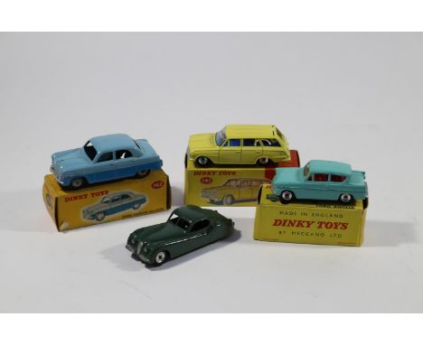 4 Dinky Toys. Vauxhall Victor Estate Car (141). In light yellow with blue interior. Plus a Ford Zephyr Saloon (162). In two t