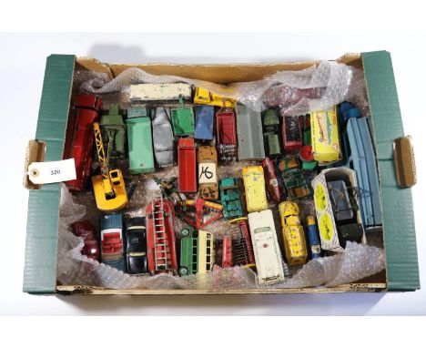 36x Dinky Toys, most for restoration. Including; Pullmore Bedford car transporter and ramp, Aveling-Barford Road Roller, Roya