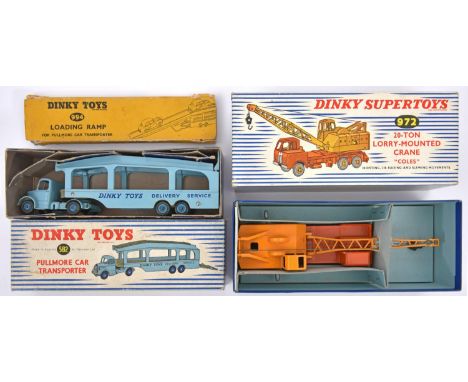 2 Dinky Toys. A Pullmore Car Transporter (582). All light blue example with grey load decks, with mid blue wheels. Together w