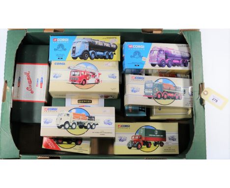 12 Corgi Classics. 2x Premium Edition- ERF KV 8 Wheel Platform Lorry, Scottish &amp; Newcastle, plus a Scammell Highwayman Ta