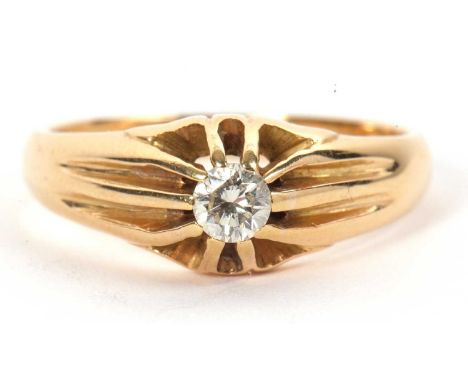 An 18ct single stone diamond ring, the round brilliant cut diamond ring, estimated approx. 0.33cts, claw mounted with tapered