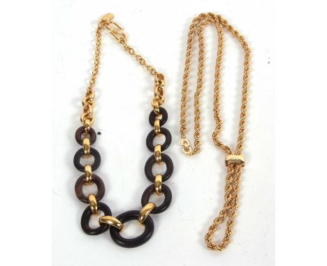A Christian Dior necklace and a YSL necklace: the Christian Dior rope twist necklace with clasp stamped 'Chr.Dior©', approx. 