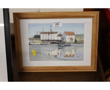 After David Green, a coloured print depicting Woodbridge Tide Mill