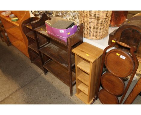 Two oak bookcases; and a light oak CD rack 