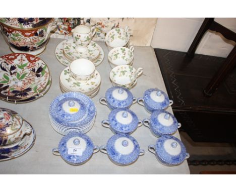 A quantity of Wedgwood "Wild Strawberry" teaware; and Spode "Camilla" lidded bowls and saucers 