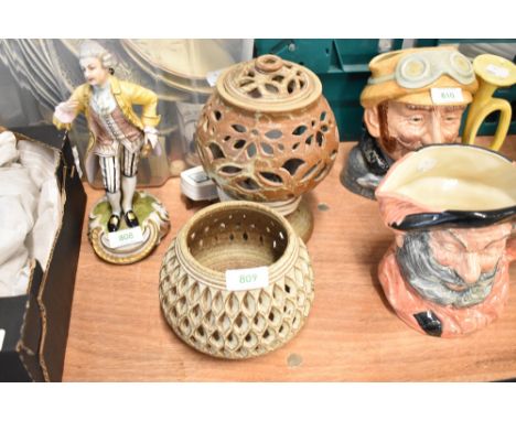 A mid century studio pottery lamp by Presingoll Cornwall along with similar tea light