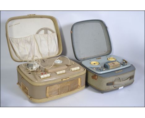 A vintage Grundig portable reel to reel tape player along with a vintage  Cossar reel to reel portable tape player
