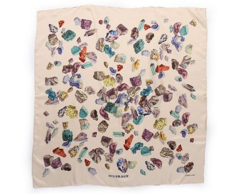 An Hermès 'Mineraux' silk scarf designed by Hugo Grygkar, 1959, together two other examples, one printed with insects, 1980s;