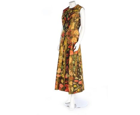 An Hermes printed silk ensemble, modern, labelled, comprising quilted coat lined in black fleece, waistcoat and skirt, all in