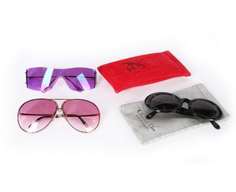 Twelve pairs of designer sunglasses, 1990s-modern, including two by Versace, the first with gilt Medusa-head studded frames; 