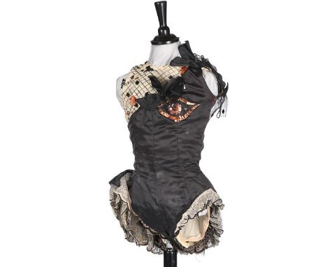 Antoinette Sibley's black rayon satin costume for 'Jabez and the Devil', 1961, inked name to waist tape, with asymmetric shou