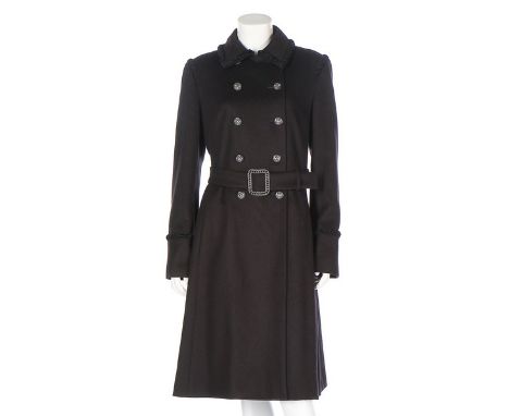 A Chanel black cashmere coat, modern, Boutique labelled, double-breasted, the buttons with gilt double-headed eagles, chest 9