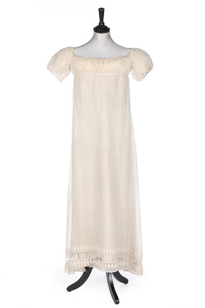 A Whitework Embroidered Muslin Dress, Circa 1810-15, Empire-line With 