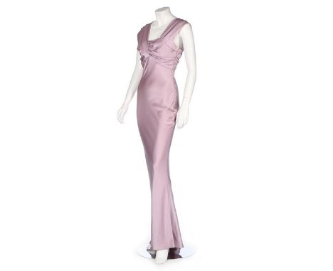 A John Galliano for Christian Dior bias-cut lilac satin gown, Spring 2008, labelled, with self-covered buttons to left side a