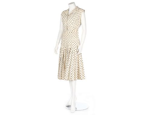 A Christian Dior boutique black and white cotton polka dot ensemble, mid 1950s, Paris boutique labelled, comprising: bodice w