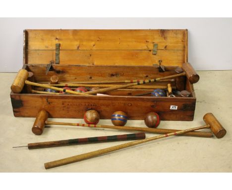 19th Century Parkins &amp; Grotto croquet set for eight people consisting of 8 mallets each stamped 'Registered May 11th 1868