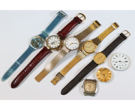 A collection of gents wristwatches to include Seiko and Bulova together with two watch movements. 