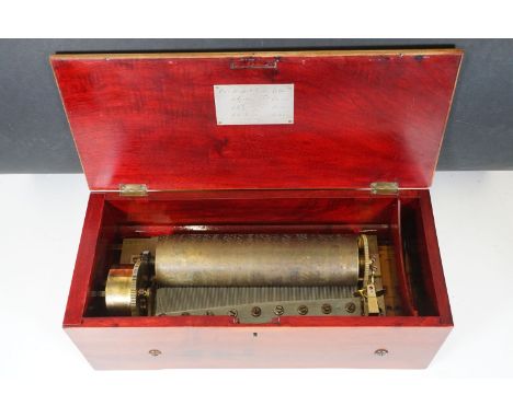 Early 19th Century 4 Airs Overture Music Box by Ducommun Girod, complete with winding key and metal engraved tune sheet