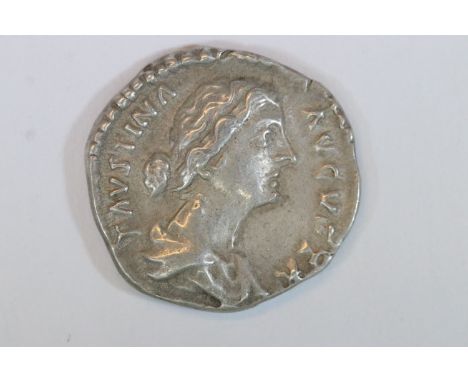 Roman silver Denarius coin – Faustina Junior, wife of Marcus Aurelius, married in 145 AD