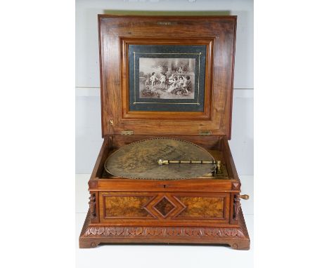 Mid-Late 19th Century 19 5/8" Polyphon Disc Music Box, complete with 1 x original disc - This model was the largest table mod