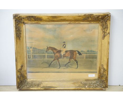 James Pollard (British, 1792 – 1867), Matilda - horse racing scene, hand-coloured engraving, 35.5 x 45.5cm, gilt framed and g