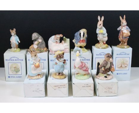 Ten boxed Royal Albert The World Of Beatrix Potter figurines to include Mrs Rabbit Cooking, Johnny Town-Mouse With A Bag, Joh