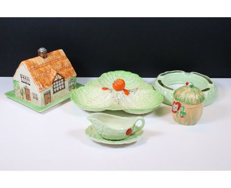 Collection of ceramics to include Beswick 250 cheese dish, Crown Devon No. 1279 lidded pot, Carlton Ware cabbage design platt