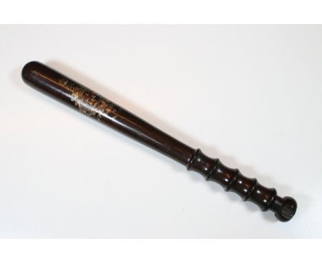 George V hardwood truncheon - Birmingham Special Constabulary 1910-1919, 38.5cm long