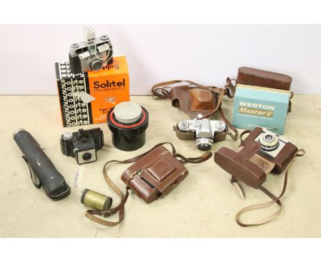 Collection of mixed cameras to include Zenit 3M, Ilford Sporti, Ilford Sportsman, Coronet, etc