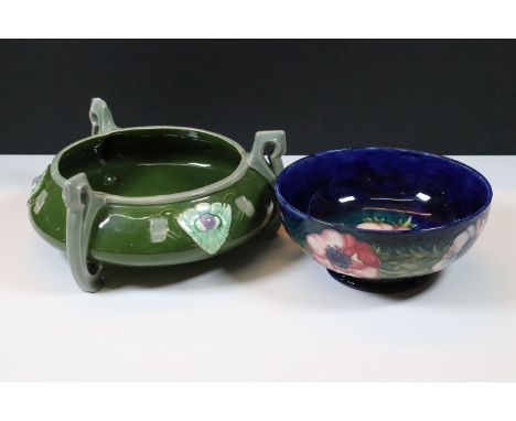 Moorcroft poppy pattern footed bowl with impressed and painted mark to base together with an Austrian Secessionist Eichwald g