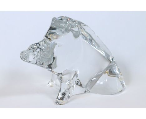 Baccarat glass model of a seated boar or warthog 