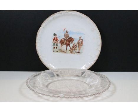 Boer war 1900 dated pressed glass plate. Stamped Roberts (Field Marshall) entered Pretoria June 5th 1900. 25.5cm diameter, to