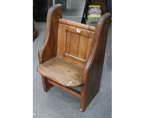Pine pew of small proportions, measures 92cm H x 54cm L x Seat 35cm D