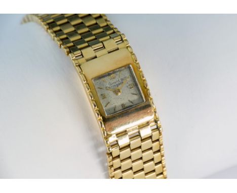 An 18ct yellow gold Girard Perregaux ladies manual wrist watch, 1960s, the signed, square silvered dial with gilt batons and 